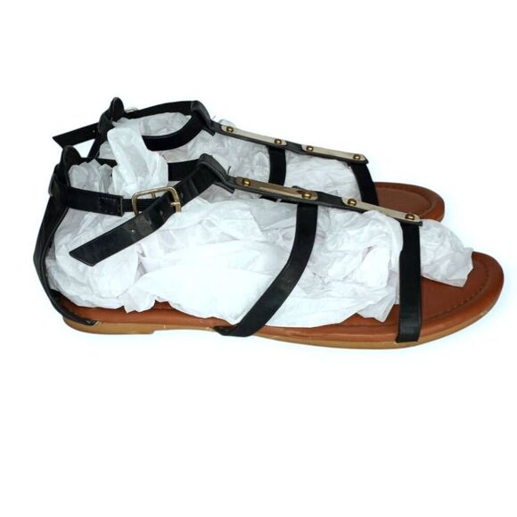 TOP MODA BLACK CAGE STRAP SANDALS SZ.7.5 EUC. - Picture 2 of 7